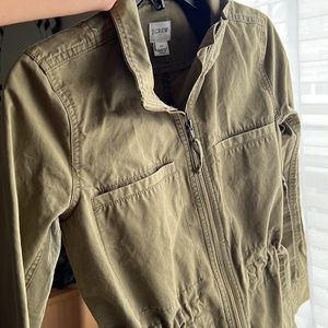 J. CREW XS Army Green Metal Zip Up Jacket